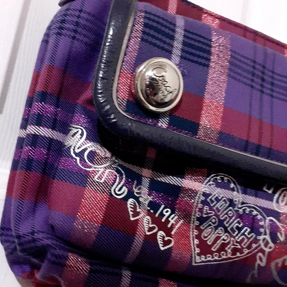 Coach Purple and Red Plaid Crossbody Bag - Picture 14 of 14